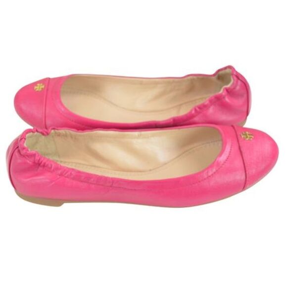 NIB Tory Burch Saffiano Leather Flats Carnation Red 6 - Picture 5 of 6